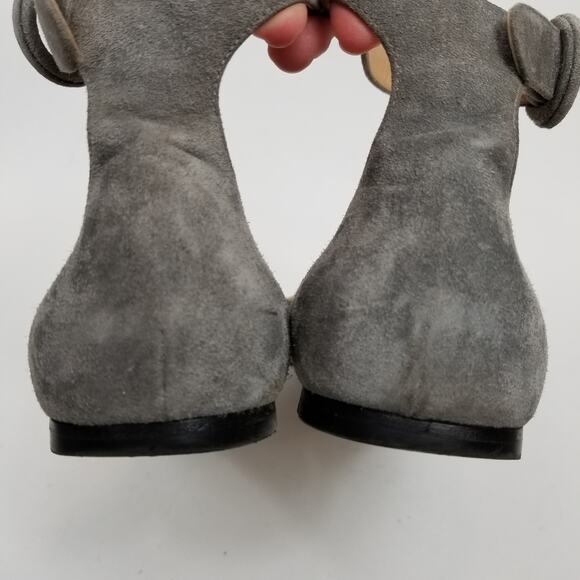 Gianvito Rossi Milano Italian Gray Suede Ankle Strap Flats Size 38 - Picture 4 of 9